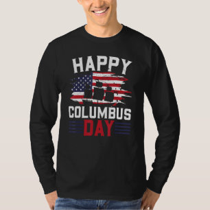 Camiseta Feliz Dia de Colombo EUA Navegador Navio Cristóvão