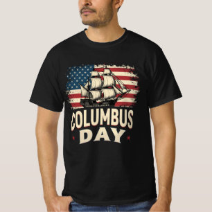 Camiseta Feliz Dia de Columbus de Exploração e Reflexão