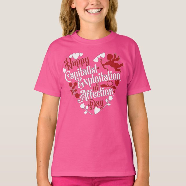 Camiseta Feliz dia de exploração capitalista (Frente)