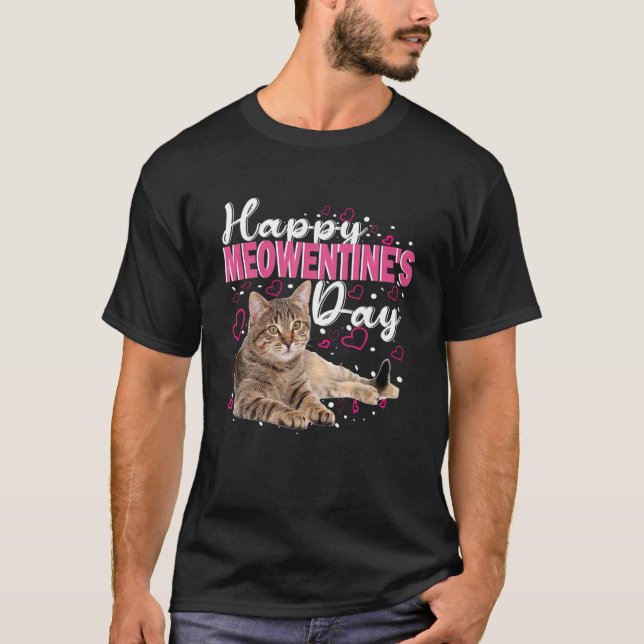 Camiseta Feliz Dia de Meowentine Dia de os namorados Engraç (Frente)
