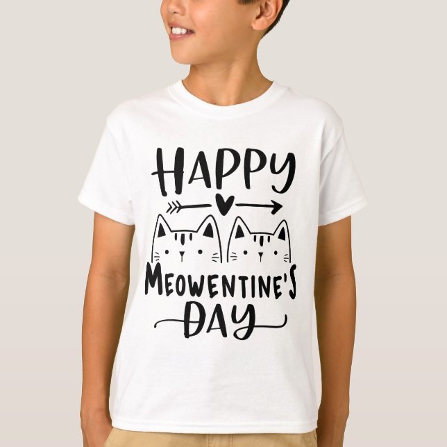 Camiseta Feliz Dia de Meowentine Dia de os namorados Engraç (Frente)