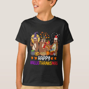 Camiseta Feliz Dia de Natal do Halloween Sloth Sloth
