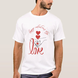 Camiseta Feliz dia de os namorados - Amor - Corações e mãos