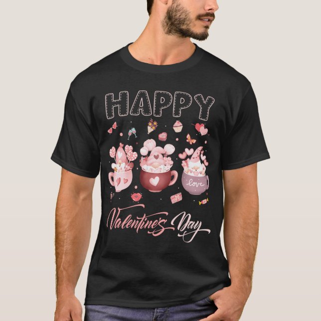 Camiseta Feliz dia de os namorados de Taça Latte dos Gnomos (Frente)