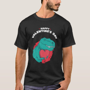 Camiseta Feliz dia de os namorados Engraçado Dino Com Valen