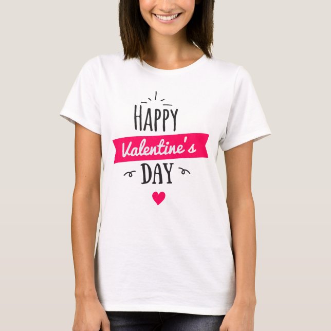 Camiseta Feliz dia de os namorados gráfico de moda feminina (Frente)