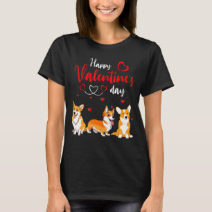 Camiseta Feliz dia de os namorados Três Cachorros Corgi Cut