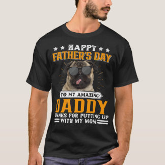 Camiseta Feliz Dia de os pais Pug Dog Pai Presente Para Hom