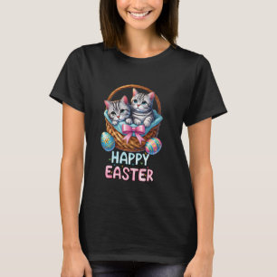 Camiseta Feliz Dia de Páscoa Amantes de gatos fofos Coelho 