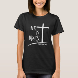 Camiseta Feliz Dia de Páscoa Ele Ressuscitou Cruz Cristã Je