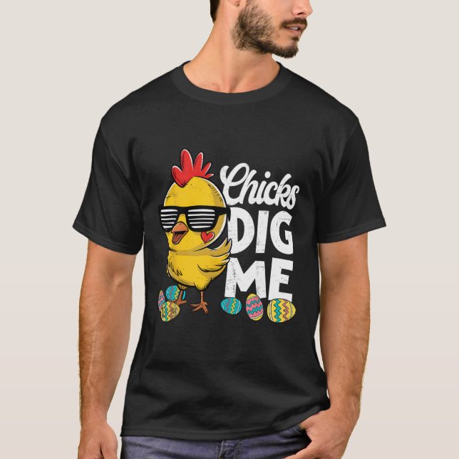 Camiseta Feliz Dia de Páscoa Frangos Cavam Me Páscoa Menino (Frente)