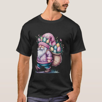 Camiseta Feliz Dia de Páscoa Gnome Bunny Ovos Feliz Páscoa