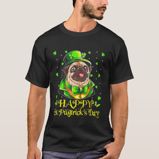 Camiseta Feliz Dia de São Patrício 2022 Pulldog Engraçado (Frente)