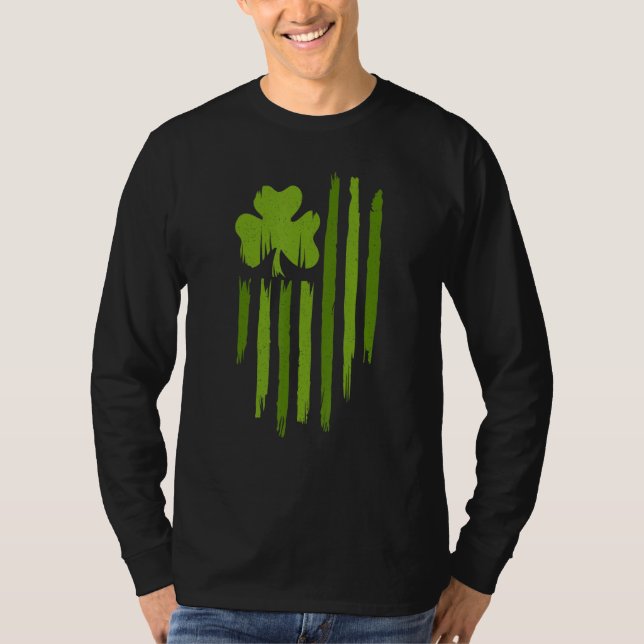 Camiseta Feliz Dia de São Patrício Americano Flag Usa Lucky (Frente)