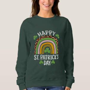 Camiseta Feliz Dia de São Patrício Arco-íris Trevo 