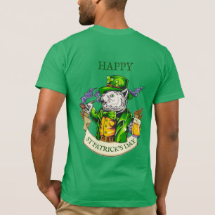 Camiseta Feliz Dia de São Patrício Cerveja Gato Irlandês En