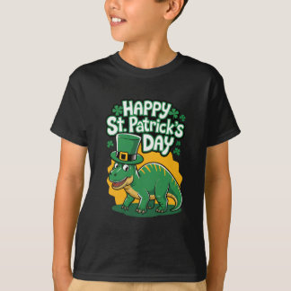 Camiseta Feliz Dia de São Patrício com dino