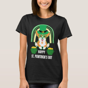 Camiseta Feliz dia de São Patrício corgis cachorro com trev