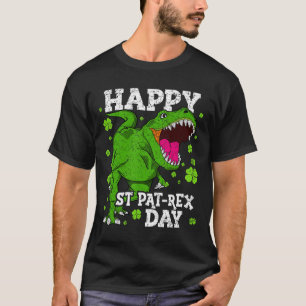 Camiseta Feliz Dia de São Patrício Dinossauro T-rex Meninos