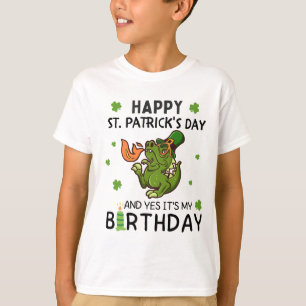 Camiseta Feliz Dia de São Patrício E Meu Aniversário T-Rex