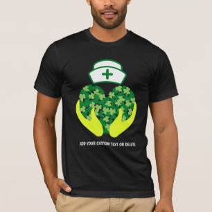 Camiseta Feliz Dia de São Patrício Enfermeira Trevo de Três