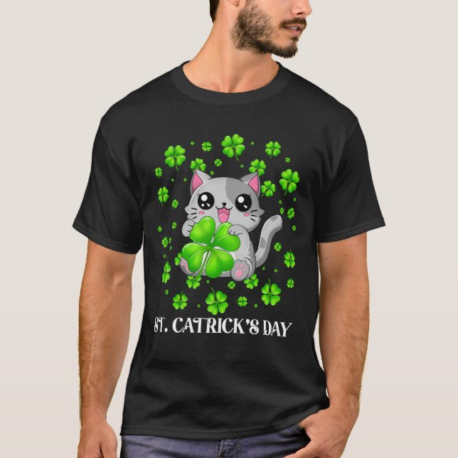 Camiseta Feliz Dia de São Patrício Feliz Dia dos Gatos de G (Frente)