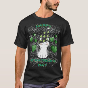 Camiseta feliz dia de São Patrício gato corações verdes lu
