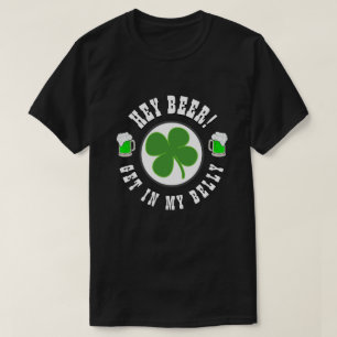 Camiseta Feliz Dia de São Patrício HEY BEER ENTRE NA MINHA 