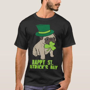 Camiseta Feliz Dia de São Patrício Irlandês Pug Dog Cute Sa