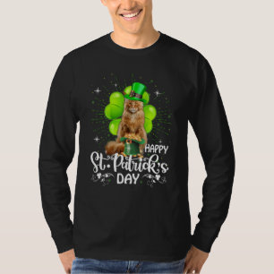Camiseta Feliz Dia de São Patrício Maine Coon Cat Shamrock