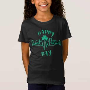 Camiseta Feliz Dia de São Patrício pulsação Shamrock