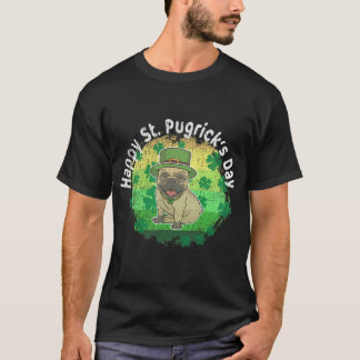 Camiseta Feliz Dia de São Patrício St Pugricks Pug Pôr do S
