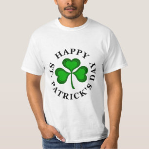 Camiseta FELIZ DIA DE SÃO PATRÍCIO Texto com trevo verde