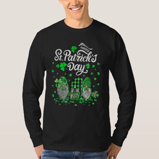 Camiseta Feliz Dia de São Patrício Três Gnomos Shamrock Ess (Frente)