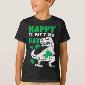 Camiseta Feliz Dia de São Patrício Trex Dia dos Dinossauros