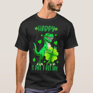 Camiseta Feliz Dia de São Patrício Trex Dino Menino St Patr