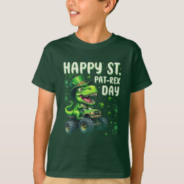 Camiseta Feliz Dia de São Patrício Trex Dinossauro com Sham