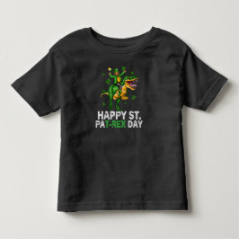 Camiseta Feliz Dia de São Patrício Trex Dinossauro Criança