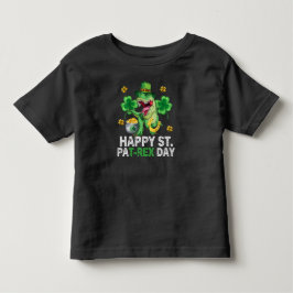 Camiseta Feliz Dia de São Patrício Trex Dinossauro Criança