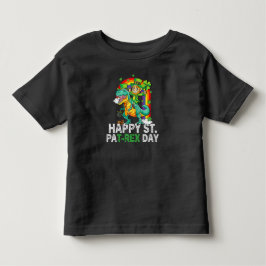 Camiseta Feliz Dia de São Patrício Trex Dinossauro Criança