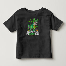 Camiseta Feliz Dia de São Patrício Trex Dinossauro Infantil
