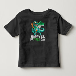 Camiseta Feliz Dia de São Patrício Trex Dinossauro Infantil