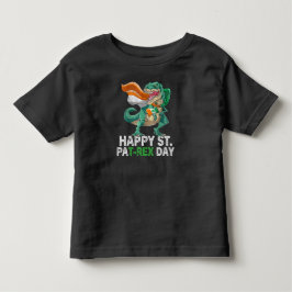 Camiseta Feliz Dia de São Patrício Trex Dinossauro Infantil