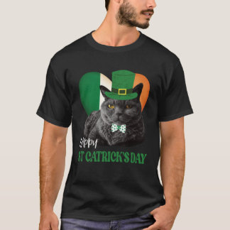 Camiseta Feliz Dia de St Catrick s Dia de São Patrício Gato