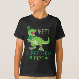 Camiseta Feliz Dia de St Patrex Pat T-rex Dino Irlandês Pat