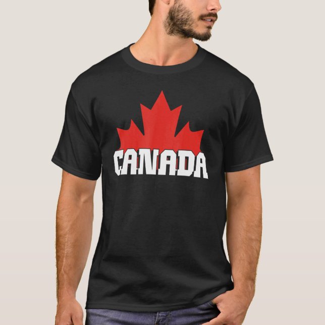Camiseta Feliz Dia do Canadá - Cabeça de Folha de Folha do  (Frente)
