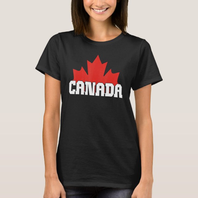 Camiseta Feliz Dia do Canadá - Cabeça de Folha de Folha do  (Frente)
