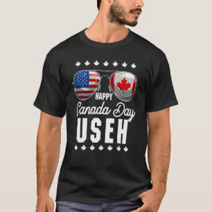 Camiseta Feliz Dia do Canadá com os Óculos de Bandeira do C