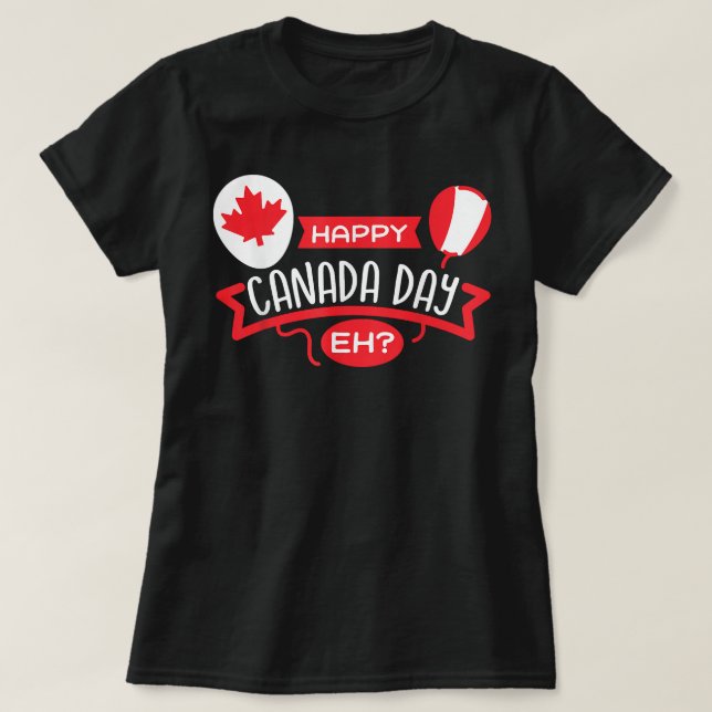 Camiseta Feliz Dia do Canadá EH Funny Maple Leaf Flag Canad (Frente do Design)