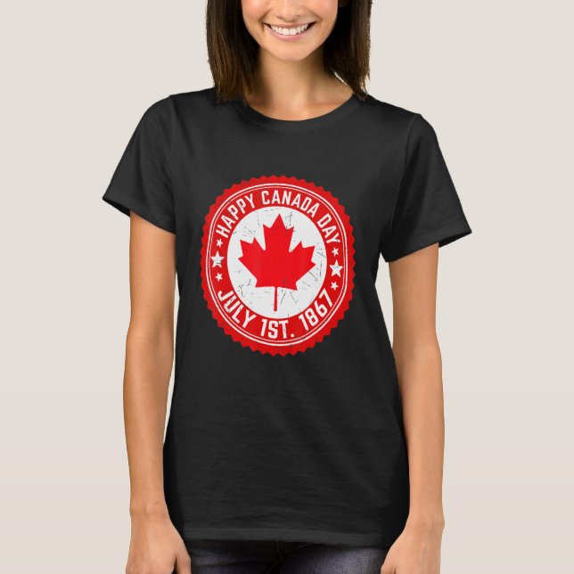 Camiseta Feliz dia do Canadá julho de 1867 Maple Leaf Canad (Frente)